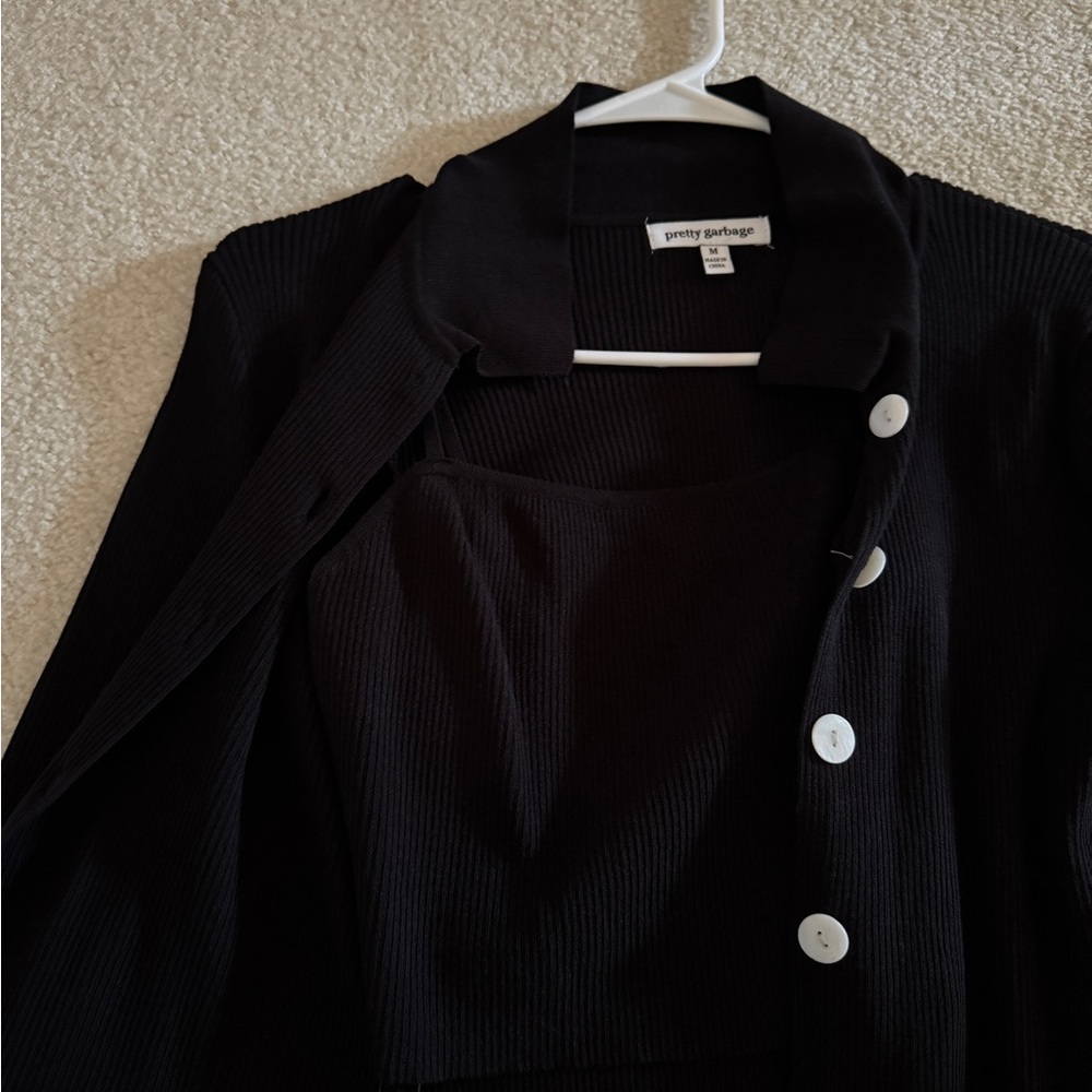 pretty garbage black button down sweater set - Picture 3 of 4
